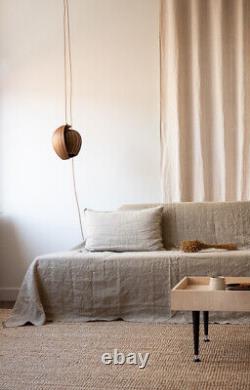Housse de canapé-lit en LIN pur brut couleur naturelle de lin Couvre-lit fait à la main.