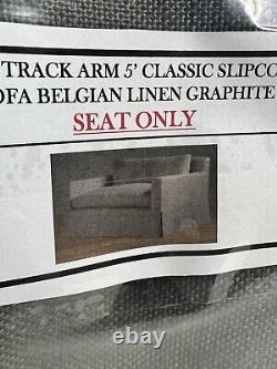Housse de siège uniquement pour canapé classique belge à accoudoirs de marque Restoration Hardware de 5 pieds en lin.