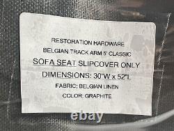 Housse de siège uniquement pour canapé classique belge à accoudoirs de marque Restoration Hardware de 5 pieds en lin.