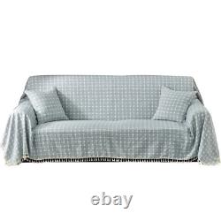 Housses anti-poussière en coton et lin à carreaux solides pour canapé avec serviettes en polyester pour siège