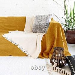 Housses de canapé en lin pur pour salon Coussin de canapé amovible en lin doux Lavable