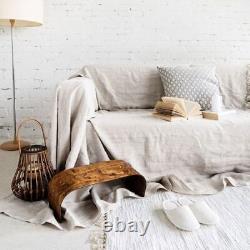 Housses de canapé en lin pur pour salon, douces en lin, coussins de canapé amovibles et lavables.