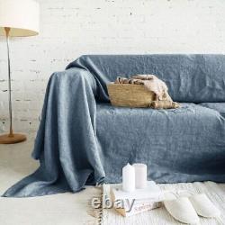 Housses de canapé en pur lin pour salon en lin doux, coussin de canapé amovible lavable