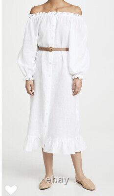 Robe de nuit en lin blanc à boutonnière devant de taille unique NWT 100% lin $325