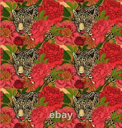 Tissu d'ameublement imprimé numériquement avec motif floral léopard, tissu pour canapé